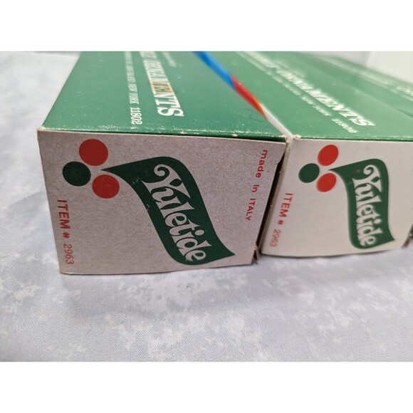 Vintage Unbreakable Italian Stencil Ornaments w/Boxes Lot Of 10 Red Blue Green - Picture 9 of 10